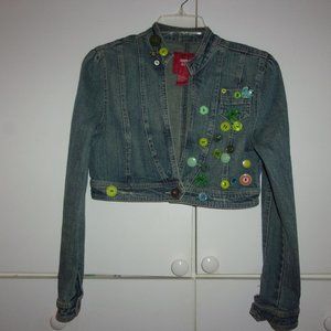 Miss Lili Button Embellished Demin Jacket